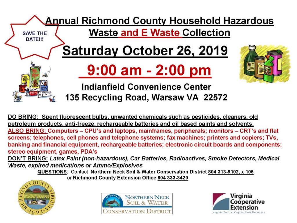 Richmond County Household Hazardous Waste and E-Waste Collection October 26