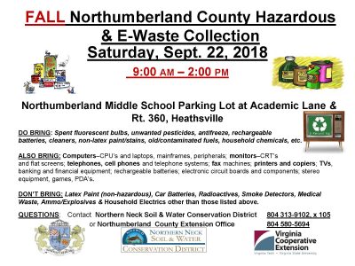 Northumberland County Household Hazardous Waste and E Waste Collection