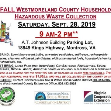 Westmoreland County Household Hazardous Waste Collection September 28