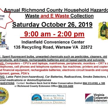 Richmond County Household Hazardous Waste and E-Waste Collection October 26.