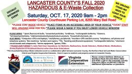 Lancaster County Household Hazardous Waste and E-Waste Collection October 17