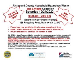 Richmond County Household Hazardous Waste and E-Waste Collection Saturday, October 24
