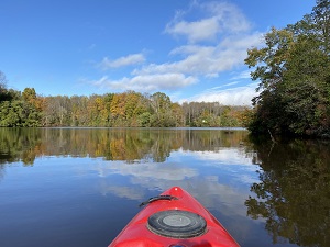 kayak on a pond
