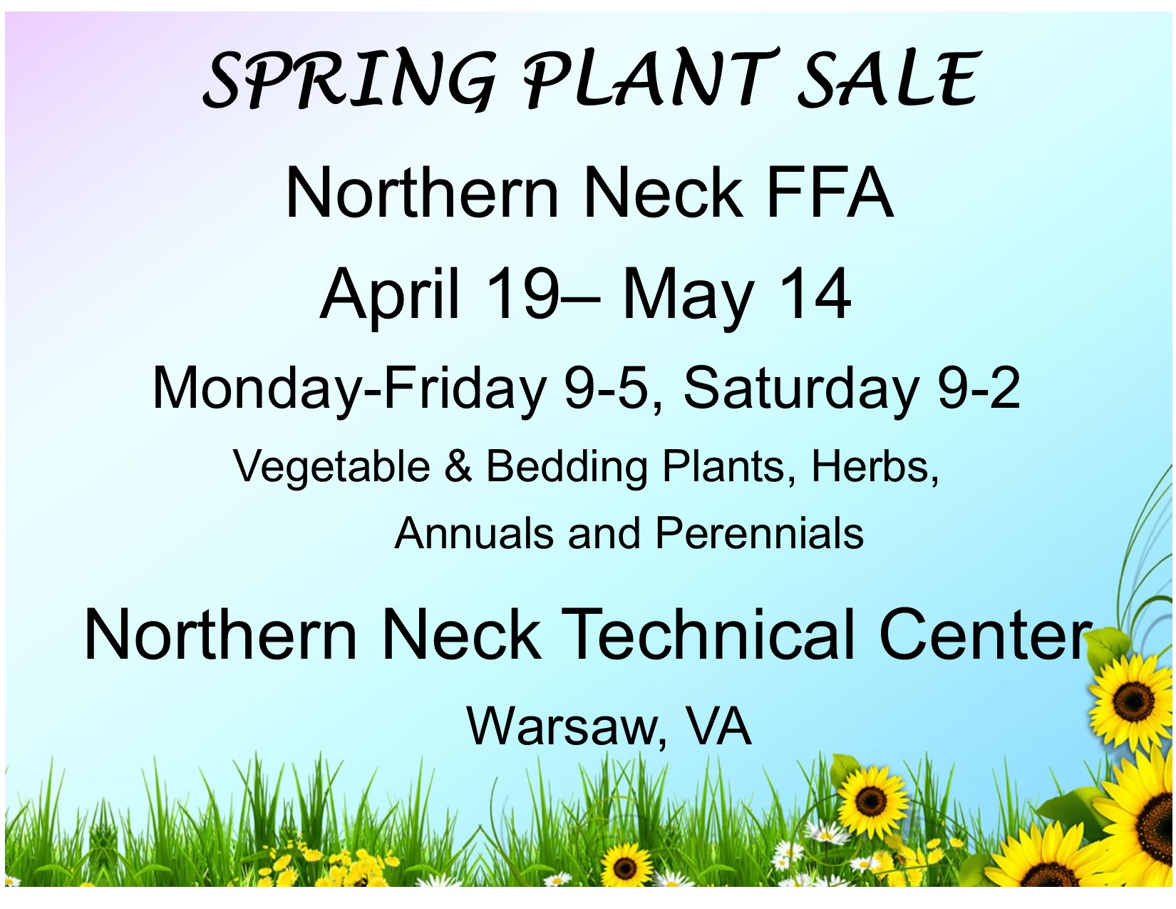 Spring Plant Sale Northern Neck Green