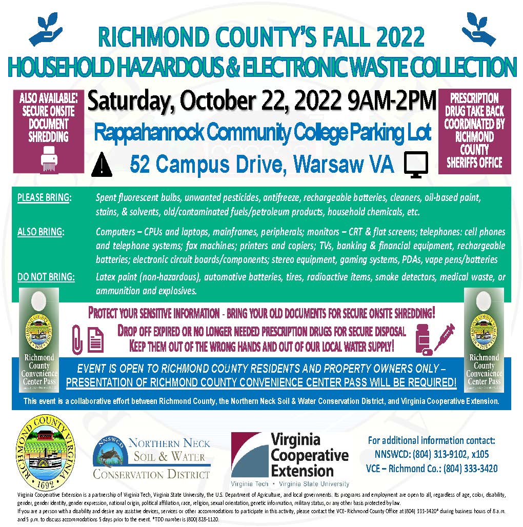 Richmond County Fall 2022 Household Hazardous & EWaste Collection