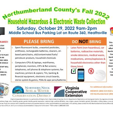 Northumberland County Fall 2022 Household Hazardous & Electronic Waste Collection