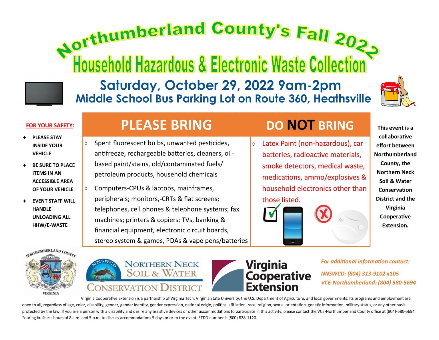Northumberland County Fall 2022 Household Hazardous & Electronic Waste