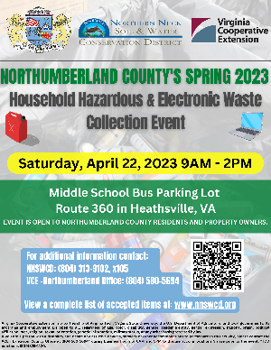 Northumberland County’s Spring 2023 Household Hazardous & Electronic Waste Collection Event